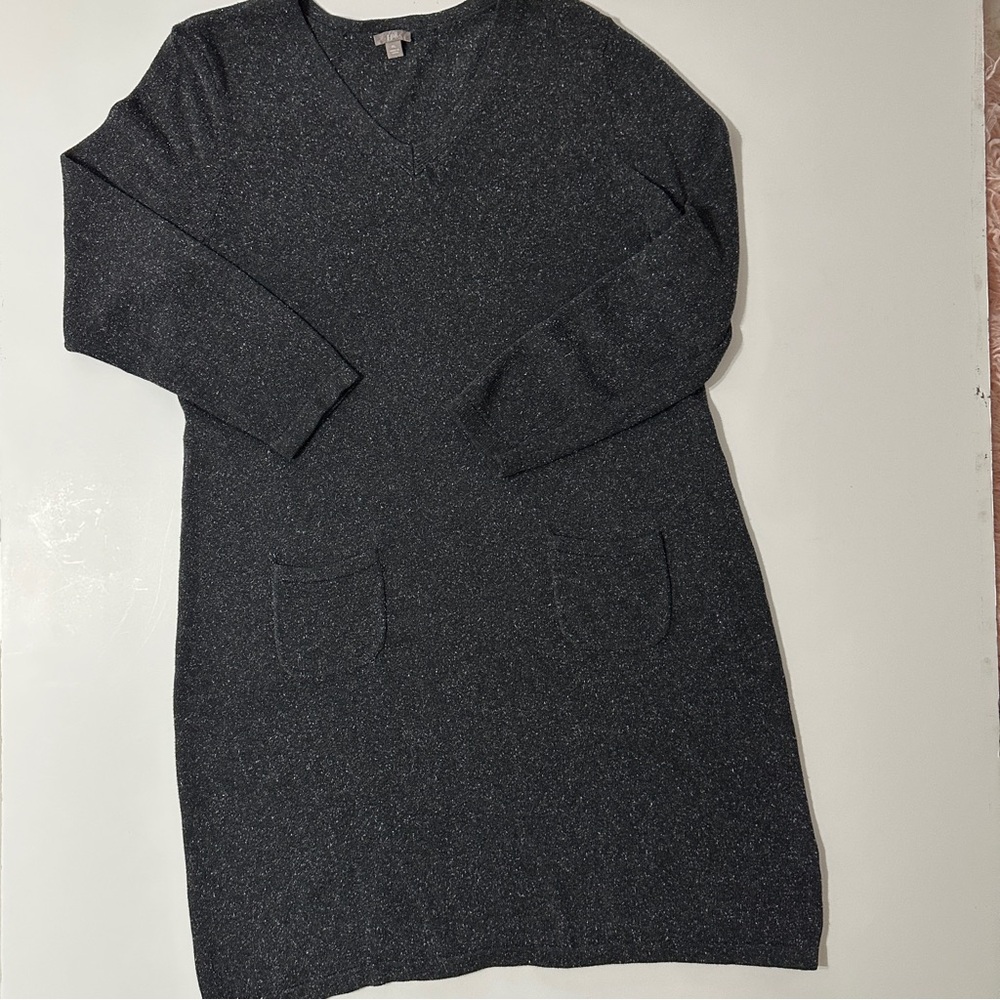 J. Jill Charcoal Grey Marled Silk & Cotton Knit Boho Sweater Dress  XL